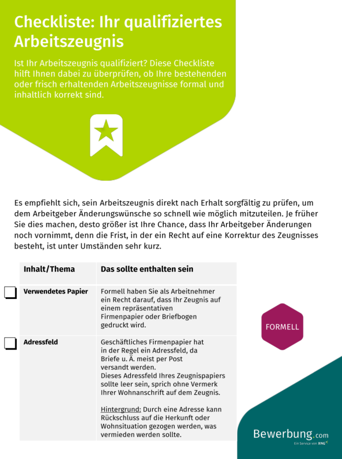 Checkliste: Qualifiziertes Arbeitszeugnis