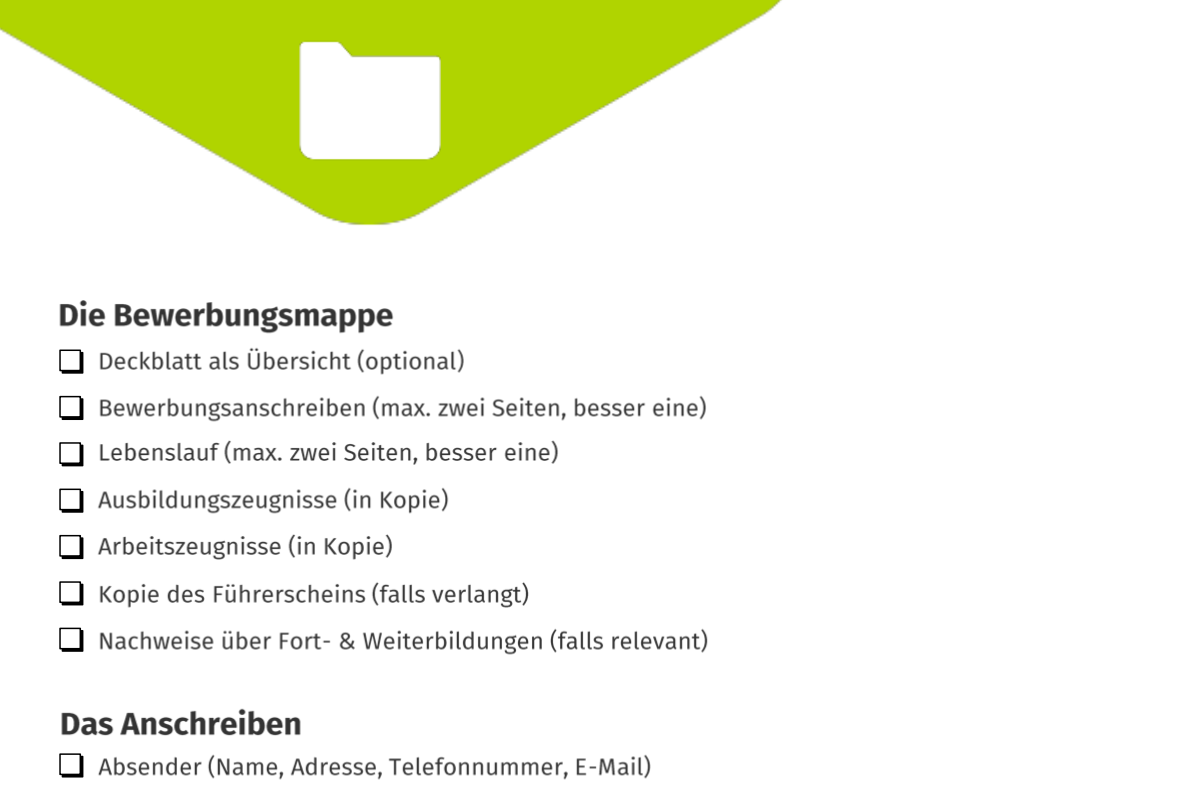 Checkliste: Bewerbungsunterlagen