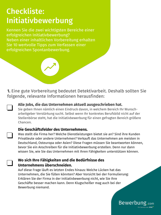 Checkliste: Initiativbewerbung