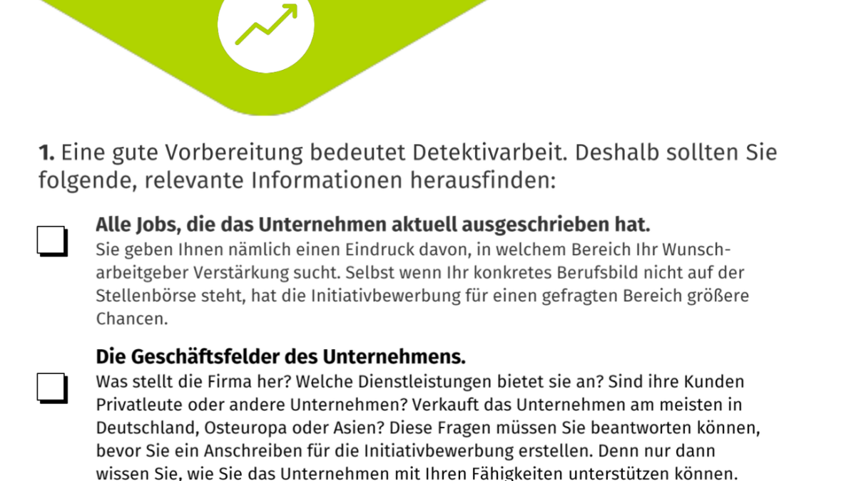 Checkliste: Initiativbewerbung