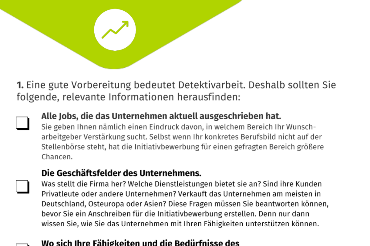 Checkliste: Initiativbewerbung