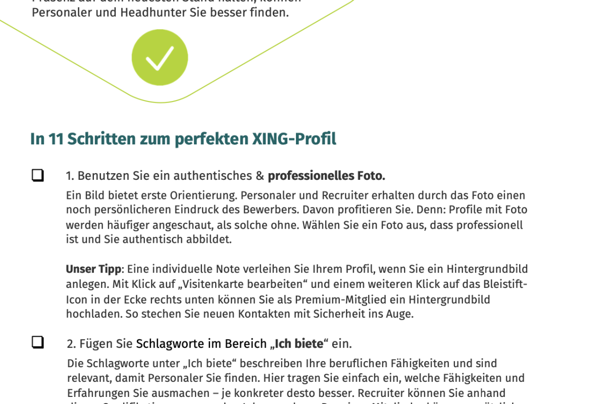 Checkliste: XING Profil optimieren