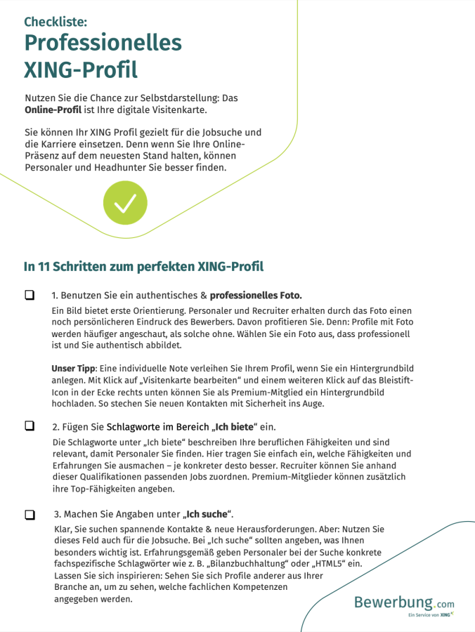 Checkliste: XING Profil optimieren